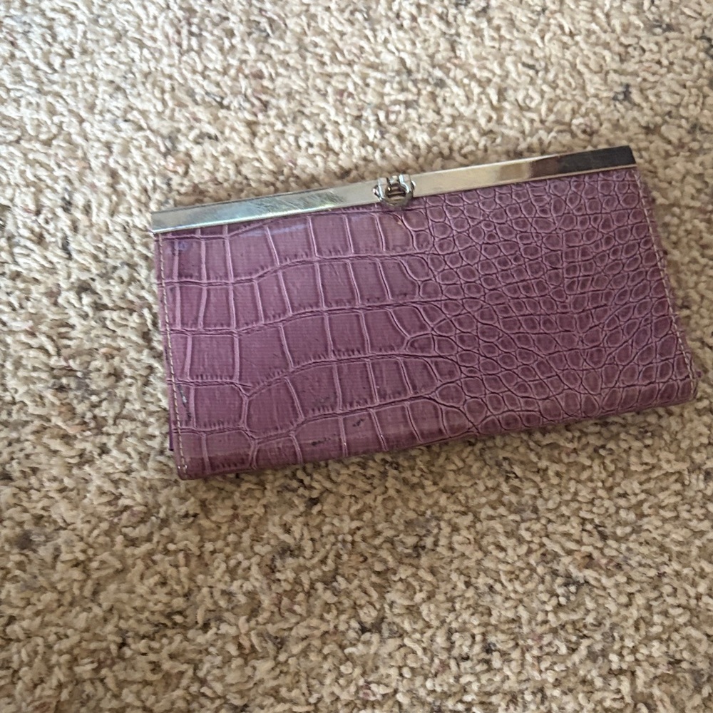 Elegant Purple Crocodile-Embossed Clutch